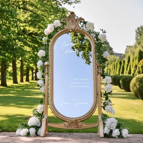 $142 | Selfie Mirror | Wedding Welcome Sign Decal - monogram, wedding logo, wedding decor, modern, wedding mirror, weddingselfiemirror, welcome sign, wedding mirror sign, you look stunning, photo booth prop Mexico Garden Wedding, Vintage Mirror Welcome Sign, Welcome Sign Wedding Mirror, Wedding Mirror Selfie, Mirror Welcome Sign Wedding, Mirror Wedding Decor, Thrift Wedding, Wedding Selfie Mirror, Wedding Welcome Sign Mirror