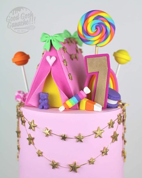 Glamping Cakes Birthday, Sleepover Cake Ideas Birthday Parties, Sleepover Party Cake, Sleepover Birthday Cake, Glamping Cake, Slumber Party Cake, Sleepover Cake, Bday Sleepover, Glamping Birthday