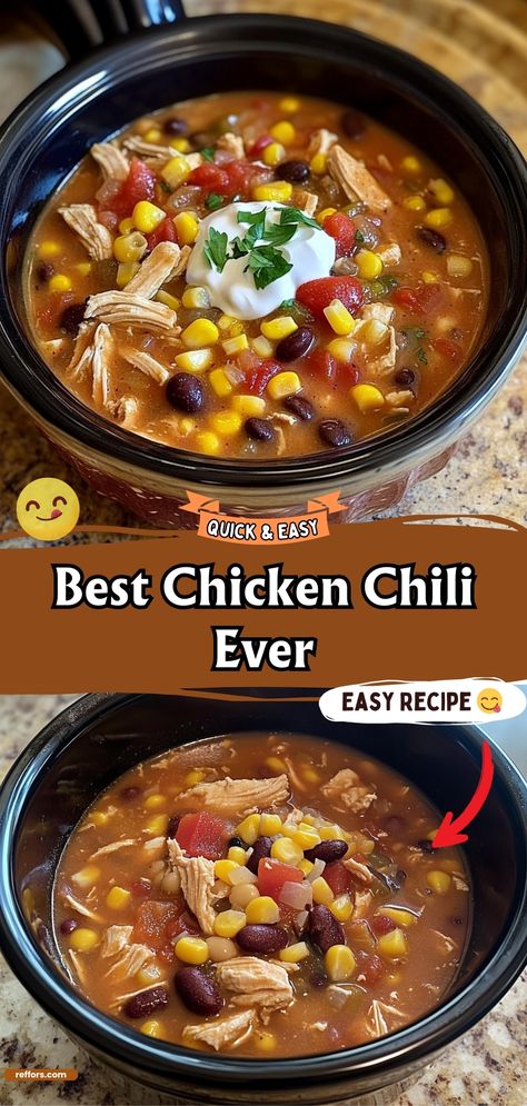 A Good Chili Recipe, Alpha Gal Soup Recipes, Chicken Sausage Chili Crock Pot, Chicken Chilli Recipes Crockpot, Three Bean Chicken Chili, Chicken Bean Crockpot, Chunky Chicken Chili, Sweet Chicken Chili Recipe, Best Chicken Chilli Recipes