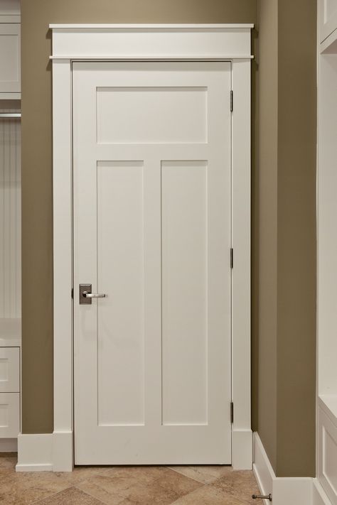 Custom Wood Interior Doors. Craftsman Style Custom Interior Paint Grade Wood Door Craftsman Interior Doors, Farmhouse Trim, Baseboard Styles, Craftsman Style Doors, Craftsman Trim, Interior Window Trim, Interior Door Styles, Baseboard Trim, Interior Door Trim