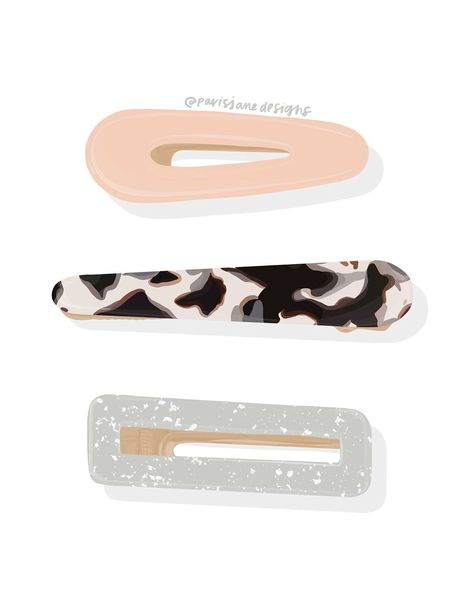 Hair Clips Drawing Reference, Drawing Accessories Skincare, Hair Accessories Illustration, Hair Clip Drawing, Hair Clip Illustration, Makeup Hair Clips Aesthetic, Paper Clip Illustration, Getting Ready For School, Gacha Clothes