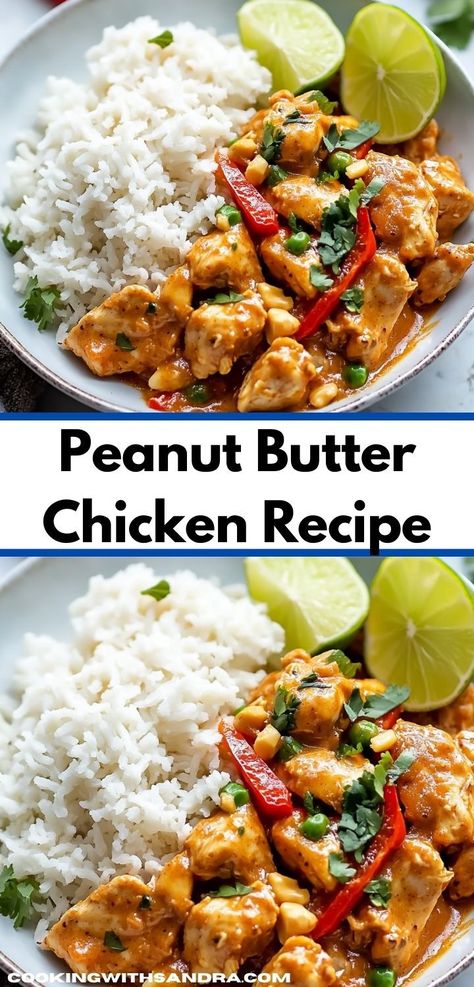 Craving a delicious twist for dinner? This Peanut Butter Chicken Recipe is a savory delight that combines rich flavors with a creamy sauce. It's easy to prepare and perfect for family dinners. Chicken Peanut Butter Recipes, Asian Plates, Peanut Butter Chicken Recipe, Peanut Chicken Recipe, Peanut Sauce Chicken, Quick Chicken Breast Recipes, Peanut Butter Chicken, Stew Chicken Recipe, Peanut Butter Sauce