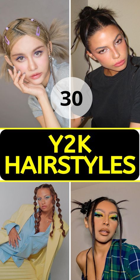 Cute Updos Medium Hair, Y2k Clip Hairstyle, Soft Grunge Hairstyles, Short Hair Styles Baddie, Cool Braids For Medium Hair, 2000s Short Hairstyles, 2000s Hairstyles Short Hair, 90s Womens Hair, Edgy Long Hairstyles