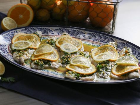 Baked Branzino, Branzino Recipe, Filet Recipes, Gremolata Recipe, Valerie Bertinelli, Italian Dinner, Chrissy Teigen, Top Recipes, Lemon Recipes