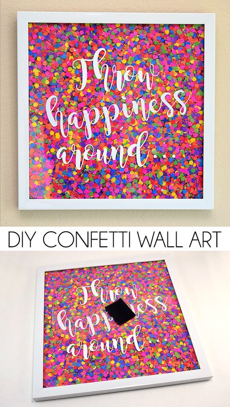 Make confetti wall art to inspire you to be happy or kind! I love this colorful reminder :) Art Ideas For Teens, Confetti Wall, Diy Confetti, Family Room Makeover, Diy Wand, Cute Dorm Rooms, Rustic Dining Room, Small Apartment Decorating, Rustic Contemporary