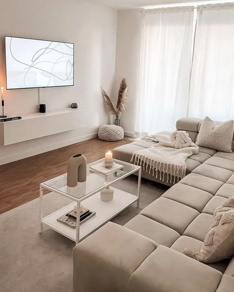 Idea Bilik Tidur, Minimalistic Home Decor, Hiasan Bilik Tidur, Minimalistic Home, Beige Living Rooms, Apartment Living Room Design, Deco Salon, Home Design Living Room, Apartment Decor Inspiration