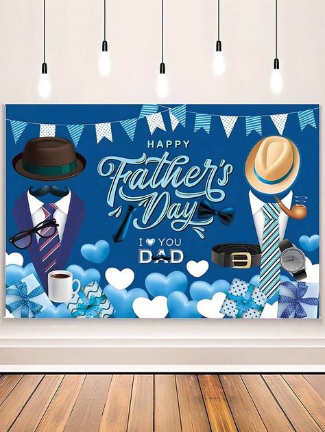 1pc Blue Heart-Shaped Suit Pattern Indoor Wall Happy Father's Day Banner With A Sense Of High-End Feeling, Great For Parent-Child Festival Photography Prop And Family Celebration | SHEIN USA Church Pulpit, Celebration Board, Fathers Day Banner, Festival Photography, Birthday Wall, Fathers Day Photo, Suit Pattern, Dad Day, Photo Booth Backdrop