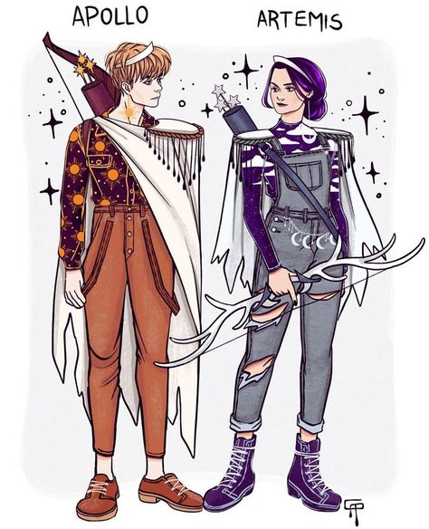 🌻 g w e n 🌻 on Instagram: “Apollo or Artemis? · · credit to @gigis_lab · · #percyjackson #percyjacksonfanart #fanart #annabethchase #jasongrace #pipermclean…” Modern Greek Gods Art, Drawing Greek Gods, Apollo And Artemis Art, Percy Jackson Artemis, Artemis Pjo, Artemis Fanart, Artemis Percy Jackson, Modern Greek Gods, Artemis Art