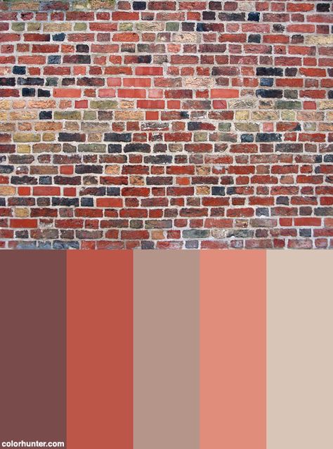 Rainbow+Red+Bricks+Color+Scheme Brick Red Colour Palette, Red Brick Colour Palette, Brick Colour Palette, Red Brick Color Scheme, Brick Red Color Palette, Brick Color Palette, Red Brick Interior, Bricks Color, Exposed Brick Interior