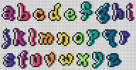 Perler Bead Alphabet, Perler Bead Alphabet Patterns, Perler Letters, Pixel Letters Alphabet, Perler Bead Font Patterns, Perler Bead Letters, Pixel Art Letters Fonts, Retro Perler Bead Patterns, Pixel Alphabet