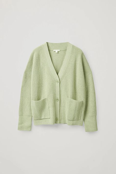 WOOL-MIX WORKWEAR-STYLE CARDIGAN - Light green - Cardigans - COS WW Pocket Cardigan, Workwear Fashion, Outwear Jackets, Modern Wardrobe, Style Cardigan, Knitwear Cardigan, Dream Clothes, Modern Fashion, Shirt Sale