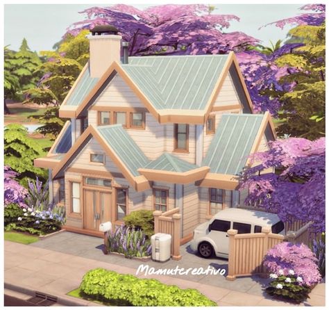 Sims 4 Home Ideas Exterior, Colorful Sims 4 House, Cute Sims 4 Houses, Sims 4 Houses Layout, Lotes The Sims 4, The Sims 4 Lots, Die Sims 4, Sims Houses, Sims Builds