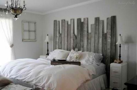 wood plank headboard | vertical wood plank headboard | Bedroom Barnwood Headboard, Casa Clean, Rustic Headboard, Country Decorating, Themed Bedroom, Eclectic Bedroom, Diy Headboard, Beach Bedroom, Wood Headboard