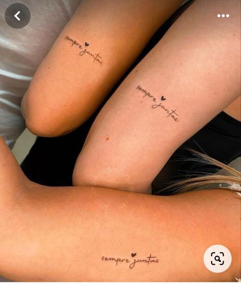 Cute Sister Tattoos, Matching Friend Tattoos, Sisters Tattoo, Matching Sister Tattoos, Sibling Tattoos, Writing Tattoos, Tasteful Tattoos, Bff Tattoos, Friendship Tattoos