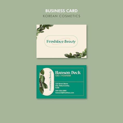 Cosmetic Business Cards, Cosmetics Business, Free Psd Files, Korean Cosmetics, Business Card Template, Free Psd, Vector Photo, Card Template, Graphic Resources