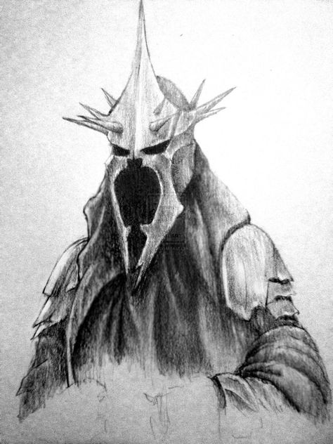 The Witch King of Angmar #lotr Lord Of The Rings Drawing, Tolkien Drawings, Rings Drawing, Tolkien Artwork, Pencils Drawings, Witch King Of Angmar, Witch King, Elf Drawings, Rings Tattoo