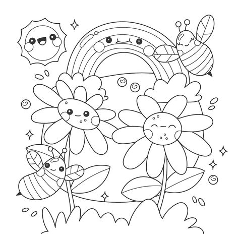 June Coloring Pages, Tumblr Coloring Pages, Garden Coloring Pages, Pop Art Coloring Pages, Bee Coloring Pages, Manga Coloring Book, Preschool Coloring Pages, Paw Patrol Coloring Pages, Spring Coloring Pages