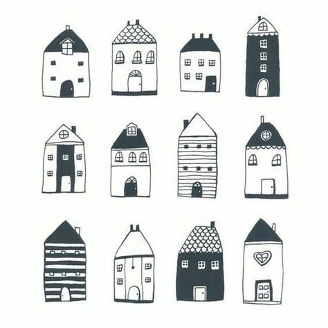 40 Easy Things to Draw for Your Bullet Journal House Doodle, Arte Doodle, Soyut Sanat Tabloları, House Illustration, Little Doodles, House Drawing, Journal Doodles, Art And Illustration, Art Journal Pages