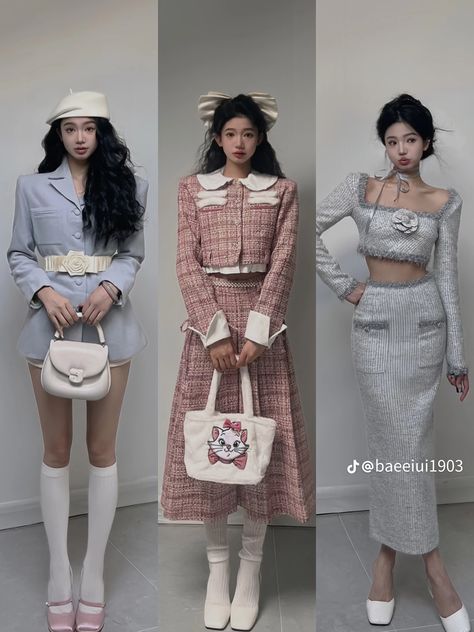 Rich Girl Winter Outfits, Girl Winter Outfits, Rich Girl Outfit, Girls Winter Outfits, Tweed Outfit, Outfit Inspo Casual, Fashionista Clothes, Kpop Fashion Outfits, Rich Girl