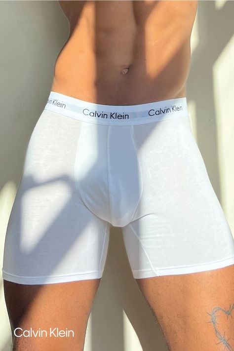 When the natural light hits just right. Nathan Hopkinson in the Cotton Stretch Boxer Brief. Designed with the original Calvin Klein logo waistband, this is a sporty look that feels sexy every day. With a supportive pouch and longer leg line, this is our best-selling style. White Calvin Klein Boxers, Calvin Klein Boxers Aesthetic, Boxers Aesthetic, Men Calvin Klein, Calvin Klein Boxers, Mens Boxer Briefs, White Calvin Klein, Overalls Men, Celebrity Guys