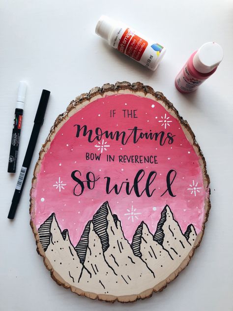 Things To Paint On Wood Slices, Wood Slice Painting Ideas Acrylic, Easy Wood Slice Painting, Christian Wood Slice Ornaments, Wooden Slice Painting Quote, Wood Slice Art, Wood Slice Ornament, Craft Time, Bible Art