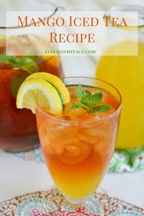 Mango Iced Tea Recipe Mango Syrup Recipe, Best Iced Tea Recipe, Flavored Tea Recipes, Tea Recipes Homemade, Flavored Iced Tea Recipes, Mango Iced Tea, Iced Tea Recipes Homemade, Homemade Iced Tea, Sweet Tea Recipes