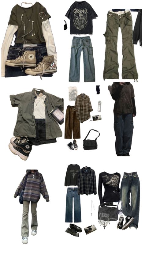 Clothes Collage Outfit, Rotten To The Core Outfit, T Shirt And Long Sleeve Under Outfit, Grunge Outfit Board, Adronymous Outfits, Non Uniform Day Outfits, Skater Outfit Ideas, Masculine Outfit Ideas, Grunge School Outfits