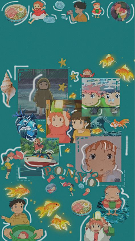 Teal Anime Wallpaper, Sosuke Ponyo Wallpaper, Ponyo Anime Wallpaper, Ponyo Background, Ponyo Lockscreen, Ponyo Wallpapers Iphone, Ponyo Aesthetic Wallpaper, Ponyo Wallpapers, Ponyo Aesthetic