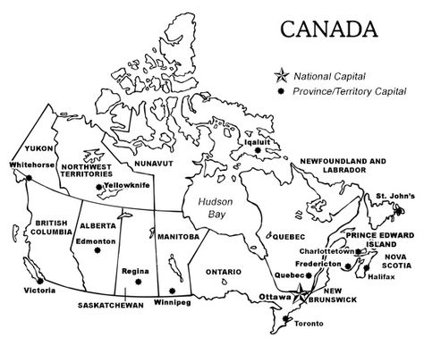 Printable Map of Canada With Provinces and Territories, and Their Capitals Map Of Canada Printable, Free Canada Printables, Map Of Canada Provinces, Canada Worksheet, Canada Printables, Canada Geography, Canada Culture, Geography Of Canada, Canadian Map