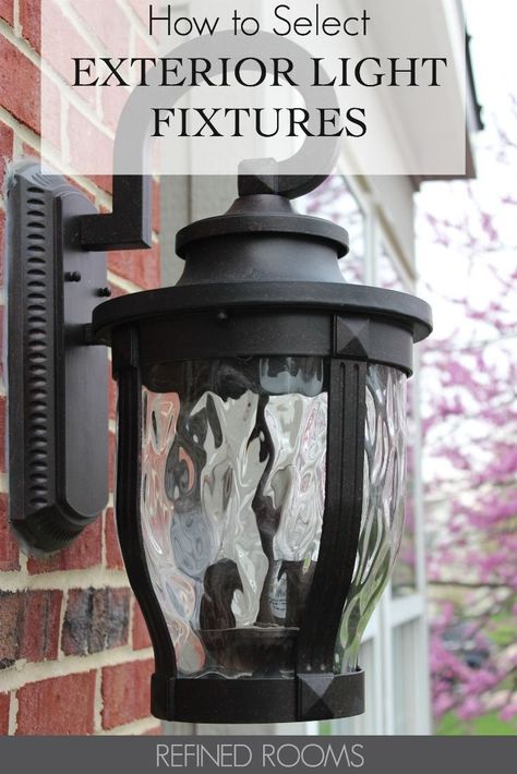 Got plans to update those outdated light fixtures? Learn the 4 factors you MUST consider when selecting exterior light fixtures that will work for your home #decoratingtips #exteriorlights #lightfixturetips #lightingtips #exteriorlighting Front Porch Lighting Fixtures, Exterior House Lights, Garage Door Lights, Outdoor Garage Lights, Pretty Porches, Outdoor Porch Lights, Porch Light Fixtures, Front Door Lighting, Front Porch Lighting