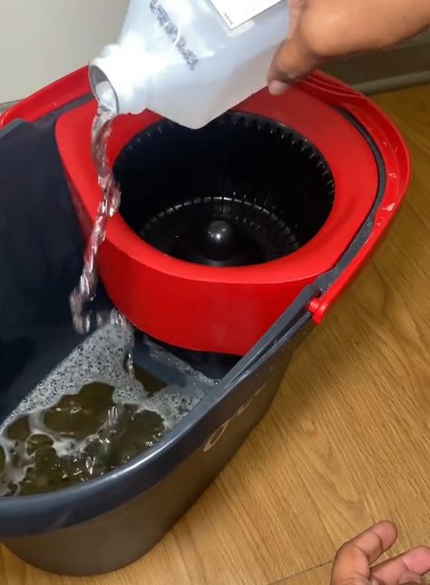 My 4-ingredient mop water hack will leave your home smelling so fresh and clean Clean Mopping Solution, Natural Mop Solution, Essential Oil Mop Water, Mopping With Essential Oils, Mopping Hacks Cleaning, Mop Water Solution, Mop Recipes Cleaning, Floor Mopping Recipes, Mopping Floors Solution Smell Good