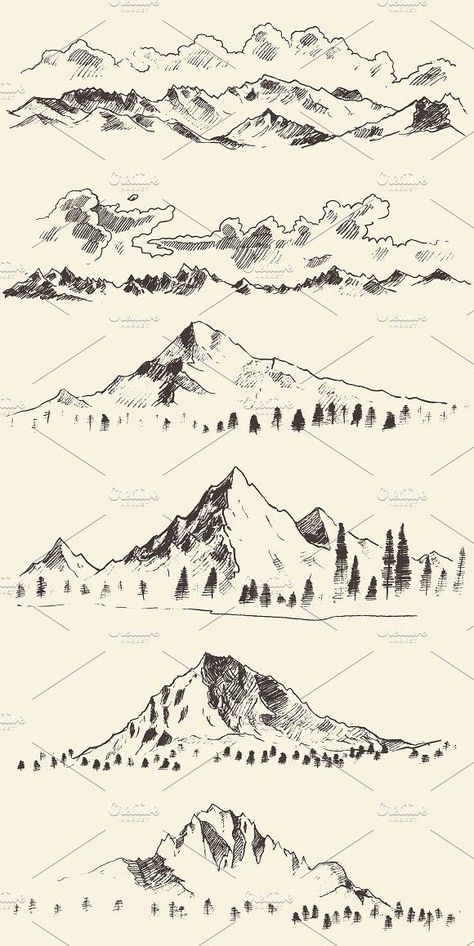 Natur Drawing Ideas, How To Draw Landscape, How To Draw Nature, Ground Drawing, How To Draw Mountains, Landscape Drawing Ideas, Landscape Drawing Tutorial, Mountain Sketch, Map Making