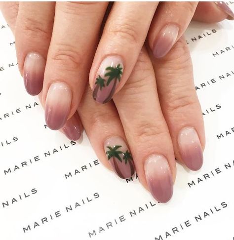 Trees Nail Art, Palm Tree Nail Art, Marie Nails, Palm Nails, Tree Nail Art, Negative Space Nail Art, Palm Tree Nails, Spring Break Nails, Negative Space Nails