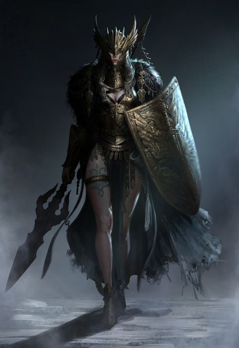 Valkyrie, KwanSoo Ha on ArtStation at https://www.artstation.com/artwork/GeweXV Concept Art Character, Fantasy Armor, Digital Art Anime, High Fantasy, Female Character Design, Dnd Characters, Dark Fantasy Art, Fantasy Character Design, Fantasy Creatures