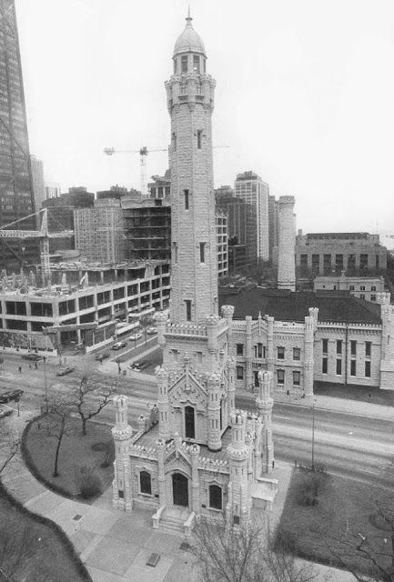 The Digital Research Library of Illinois History Journal™: The History of the Chicago Water Tower - One of Six Structures That Survived the Great Chicago Fire of 1871. Great Chicago Fire, Chicago Water Tower, Chicago Attractions, Chicago Landmarks, Chicago Pictures, Chicago Street, City Gallery, Chicago History, Michigan Avenue