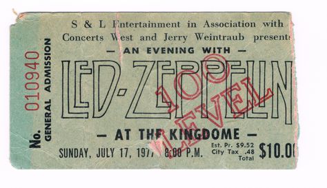 l Led Zeppelin Concert, Vintage Ticket, Concert Ticket, Old Rock, I Saw The Light, Queen Band, Old Music, The Who, Event Promotion