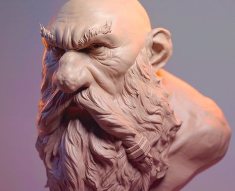 ArtStation - Introduction to Sculpting - Dwarf, Henning Sanden Beard Sculpting, Zbrush Render, This Is The End, Biker Art, Illustration Sketches, Figurative Sculpture, 3d Modeling, Art Background, Zbrush