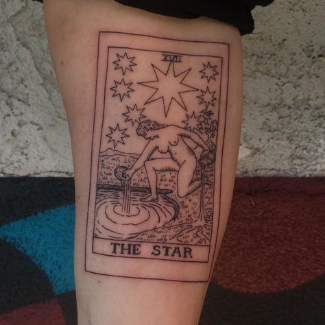 Star Tarot Card Tattoo, The Star Tarot Card, Star Tarot Card, The Star Tarot, Tarot Card Tattoo, Tarot Tattoo, Card Tattoo, Star Tattoos, Tattoo Styles