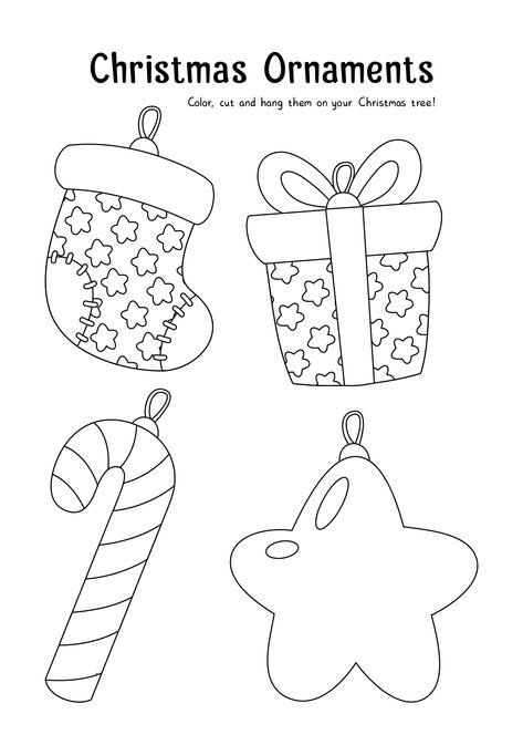 Free Printable Ornament Templates, Ornament Template Free Printable Kids, Ornament Printable Templates, Printable Ornaments For Kids, Free Printable Ornaments, Ornament Template Free Printable, December Worksheets, Christmas Clipart Free Printable, Preschool Christmas Ornaments