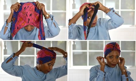 Turban Diy, Diy Hair Pieces, Diy Turban, Turban Outfit, Macaroni Necklace, Sewing Closet, Sewing Scarves, Silk Turban, Turban Tutorial