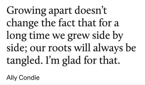 Growing apart doesn't change the fact that for a long time we grew side by side; our roots will always be tangled. I'm glad for that.
Ally Condie Thought Aesthetic, Sibling Quotes, Georgette Heyer, Growing Apart, Literature Quotes, Literary Quotes, Poem Quotes, New Energy, Poetry Quotes