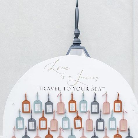 Wed Society | Houston (bridesofhouston) on Instagram: "Travel to your seat ✈️ Faith + Ty's unique seating chart: luggage tags! This fast-growing trend is perfect for the couple that loves to travel or a cute touch if you have lots of guests flying in for your celebration. •⁠ •⁠ Brides of Houston FEATURED vendors:⁠ Venue: @thepeachorchardvenue⁠ Wedding Planner: @setinstonehtx⁠ Photography: @allyjoephotography⁠ •⁠ •⁠ // Photo:⁠ @allyjoephotography⁠ •⁠ •⁠ #bridesofhouston #houstonwedding ⁠#wsweddi Travel Tag Seating Chart, Luggage Tag Party Favors, Travel Themed Seating Chart, Seating Chart Travel Theme, Nerd Wedding Seating Chart, Globe Seating Chart Wedding, Adventure Seating Chart, Wedding Seating Chart Luggage Tags, Seating Chart Wedding Travel