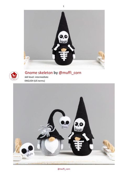 Fall Crochet Patterns Free, Crochet Gnomes Pattern Free, Gothic Crafts, Crochet Monkey Pattern, Crochet Baby Costumes, Skeleton Pattern, Crochet Ornament Patterns, Crochet Monkey, Monkey Pattern