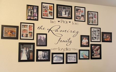 Family Gallery Wall Ideas, Wall With Pictures, Family Photo Frames Collage, Family Frame Wall, Wall Collage Ideas, Wall Frame Design, Family Tree Wall Decor, Family Picture Frame Wall, Family Pictures On Wall