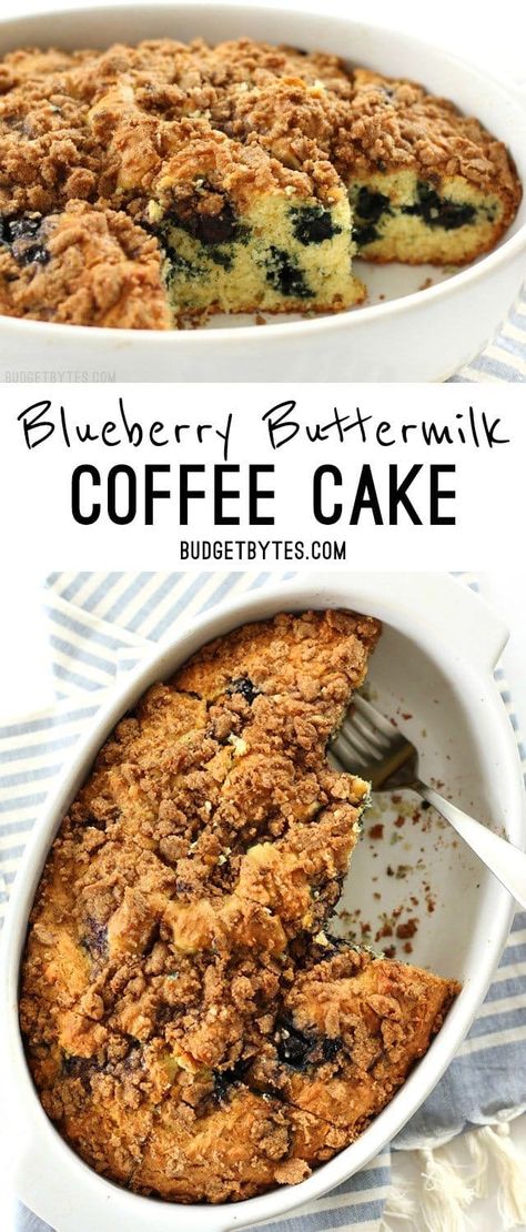 Blueberry Buttermilk Coffee Cake is a morning treat with its sweet blueberries and crunchy cinnamon streusel topping. BudgetBytes.com Coffee Dishes, Souffle Recipes Easy, Buttermilk Coffee Cake, Cinnamon Streusel Topping, Buttermilk Blueberry, Blueberry Muffin Recipe Easy, Coffee Desserts, Southern Breakfast, For Dinner