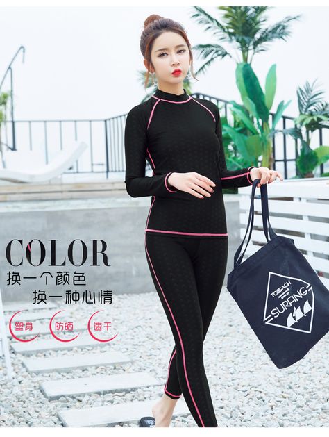 Swimming Outfits, Shark Skin, Sports Swimsuits, Push Up Swimsuit, Rash Guard Women, Long Sleeve Swimsuit, Summer Beach Outfit, Swimming Outfit, Red Line