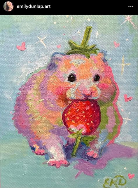 Animal Painter, Cute Hamster, Bunny Painting, Cute Canvas Paintings, Cute Paintings, Cute Canvas, Art Inspiration Painting, Pastel Art, Environmental Art