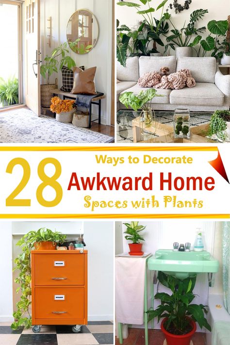 Check out some subtle yet Delightful Ways to Decorate Awkward Home Spaces with Plants and add a touch of nature to boring places in the house! Plants Over Couch, Creative Ways To Display House Plants, Plants In Corner, Kitchen Plant Decor, Plant Nook, Kitchen Plants Decor, House Exterior Before And After, Living Room Plants Decor, Plant Decor Ideas