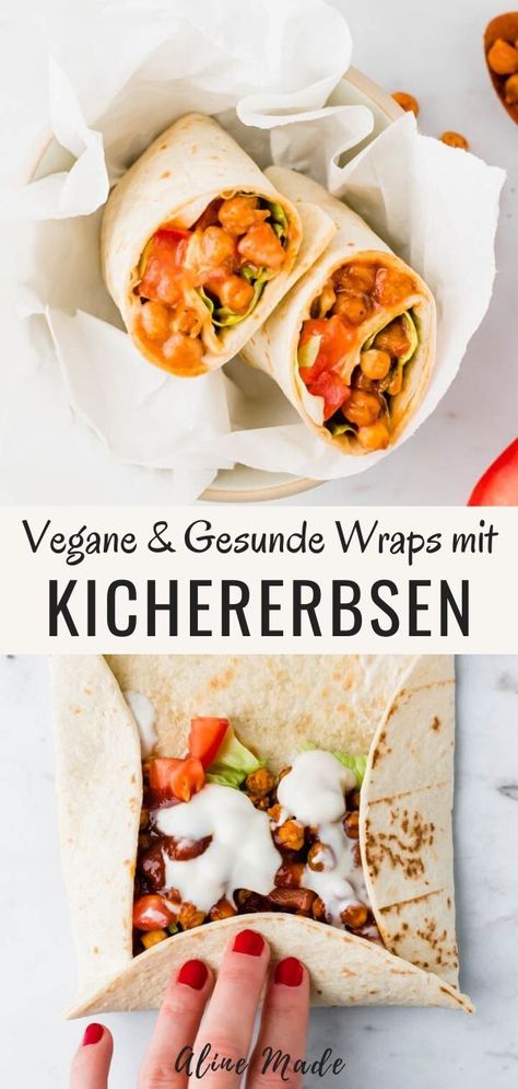 Vegane Wraps gefüllt mit gerösteten Kichererbsen, BBQ Sauce, Salat, und Tomaten – ein leckeres Tortilla Wraps Rezept für Zwischendurch oder als leichtes Abendessen. #vegane #wraps #rezepte #vegetarisch #tortilla #kichererbsen #schnell Authentic Chicken Tortilla Soup, Best Chicken Tortilla Soup, Oven Roasted Chickpeas, Vegan Tortilla, Bbq Chickpeas, Creamy Chicken Tortilla Soup, Chicken Tortilla Soup Easy, Chicken Tortillas Soups Recipe, Vegan Wraps