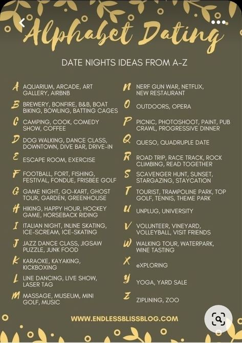 Breakfast Date Ideas, Night Quotes Thoughts, Alphabet Dating, Breakfast Date, Progressive Dinner, Creative Dates, Cute Date Ideas, Date Night Ideas, Pub Crawl